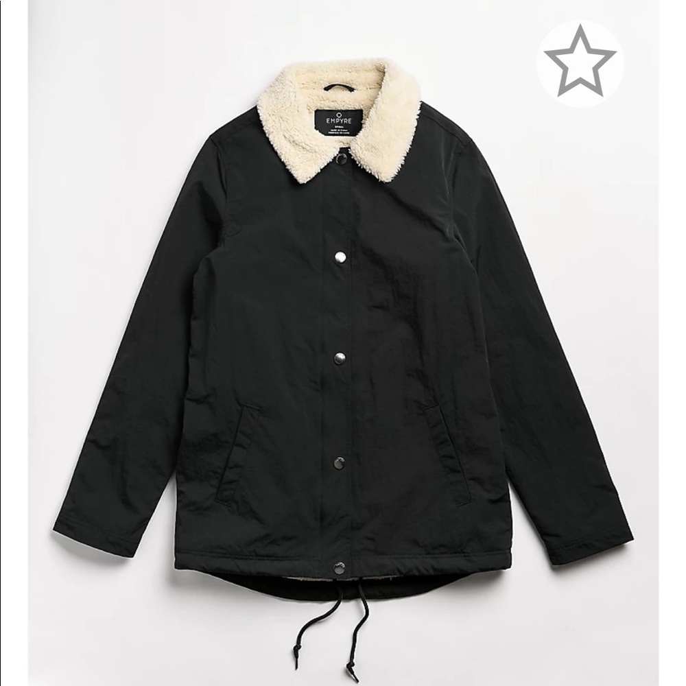 Empyre Bardot Black Sherpa Jacket Size XS
